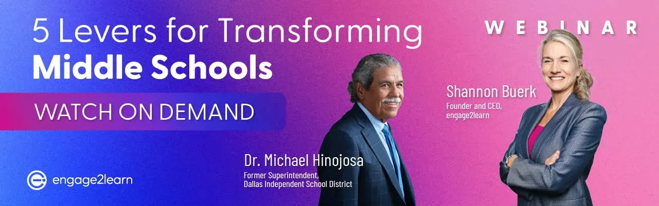 Webinar header: 5 Levers for Transforming Middle Schools, on demand