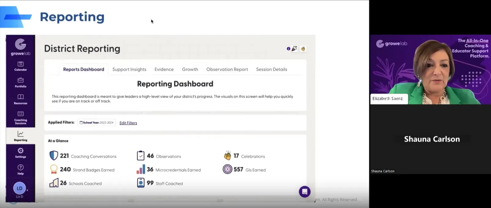 Screenshot of GroweLab's growth reports