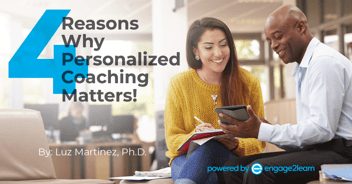 4 Reasons Why Personalized Teacher Coaching Matters text on background of man and woman looking at tablet