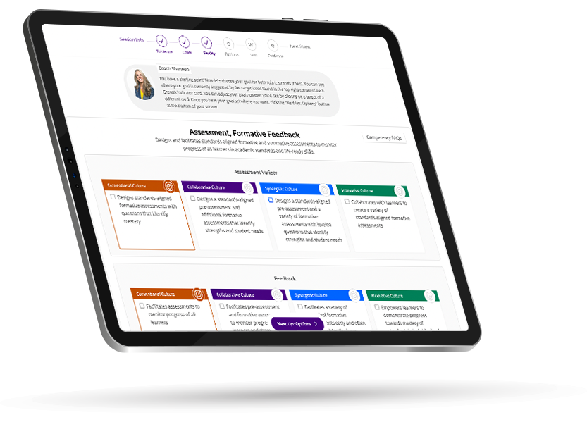 mySmartCoach: Guided Coaching Session Example Page w/ Rubric