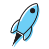 Blue Rocket Ship Icon
