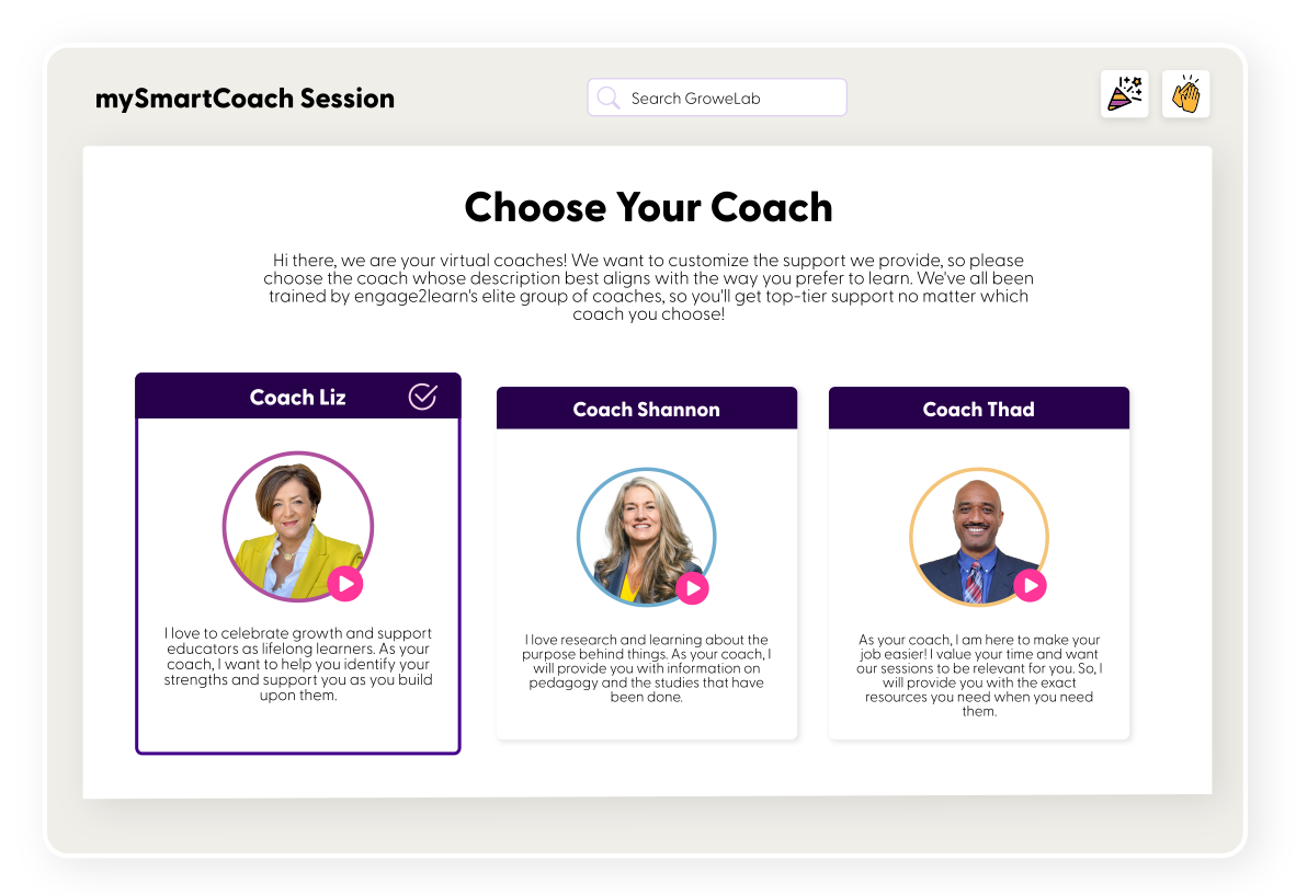 GroweLab Features - mySmartCoach - Choose Your Coach