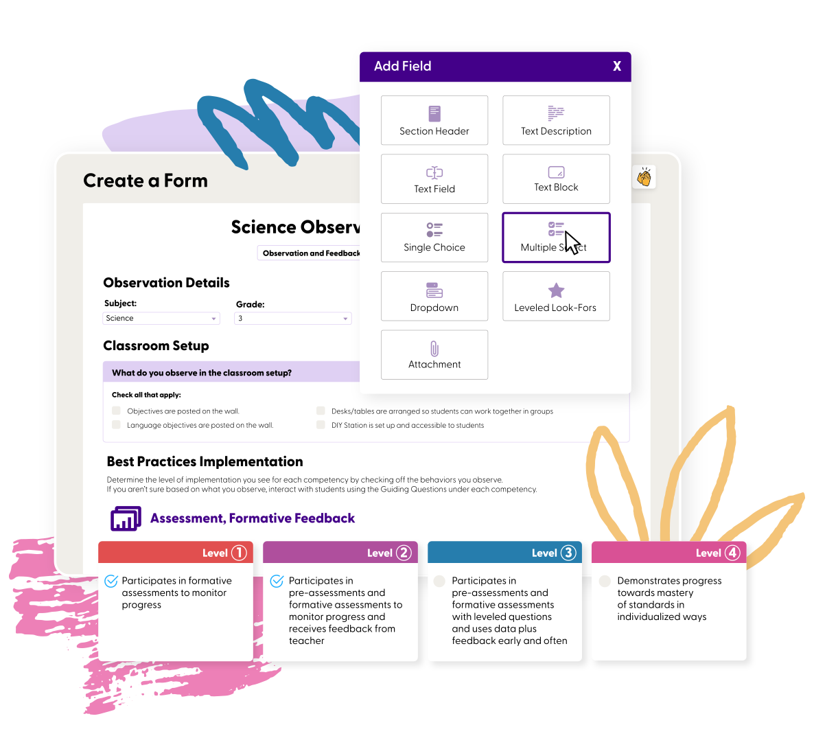GroweLab Features - Custom Classroom Observation Forms